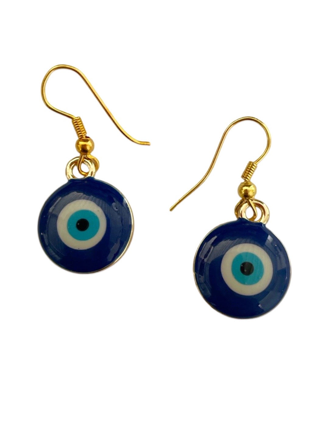 Copper Party Wear Round Evil Eye Blue Enamel Gold Drop Dangler Earring Pair  at Rs 65/pair in Mumbai